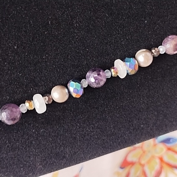 Beaded handmade Amethyst necklace - Picture 4 of 5